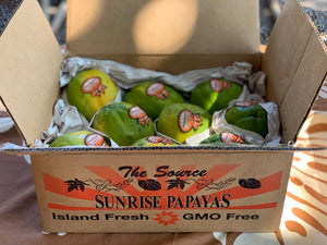 Non-GMO Sunrise Papaya, conventionally grown on Moloka`i Hawai`i