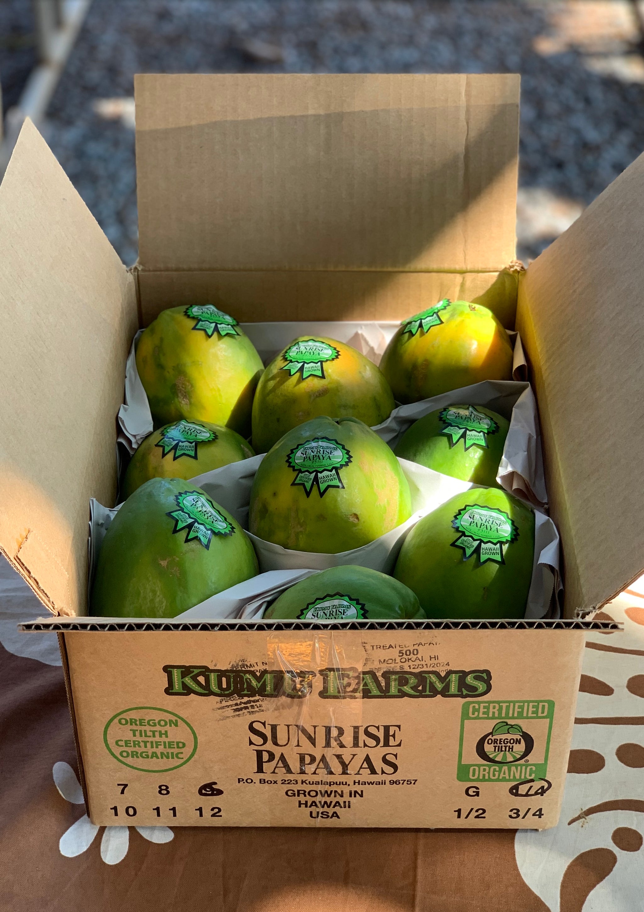 SunRise Papaya Organic & GMO Free Kumu Farms Maui